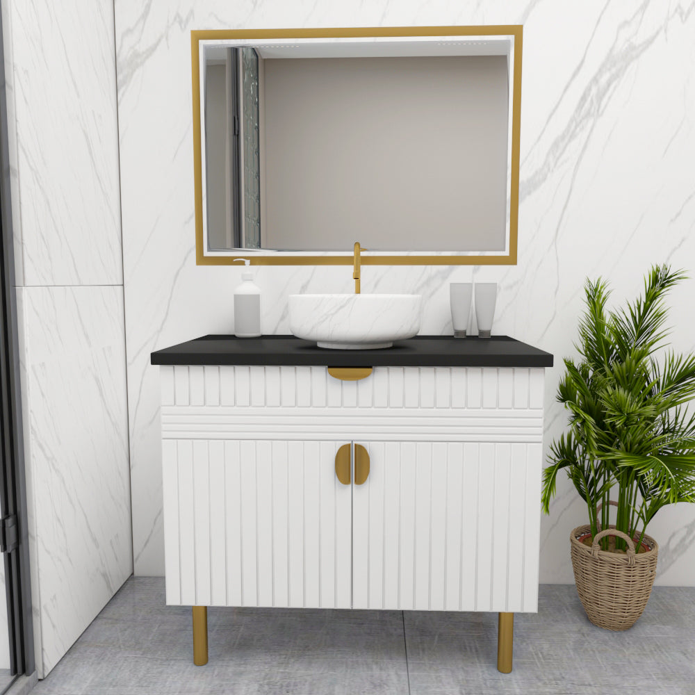 Luxury Bathroom Vanity with Wall Mirror – Modern Wood Finish | Furnisco EL-245