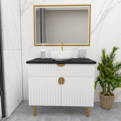 Luxury Bathroom Vanity with Wall Mirror – Modern Wood Finish | Furnisco EL-245