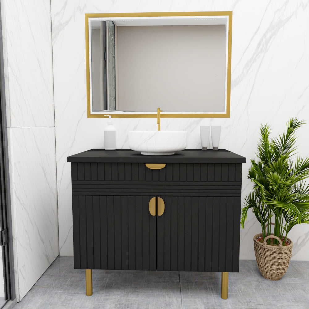 Luxury Bathroom Vanity with Wall Mirror – Modern Wood Finish | Furnisco EL-245