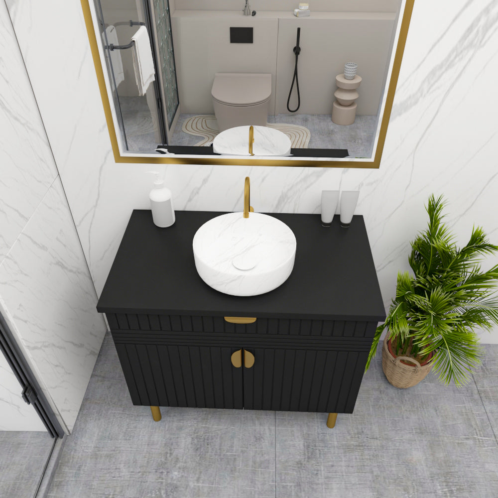 Luxury Bathroom Vanity with Wall Mirror – Modern Wood Finish | Furnisco EL-245