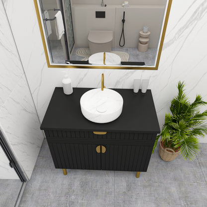 Luxury Bathroom Vanity with Wall Mirror – Modern Wood Finish | Furnisco EL-245