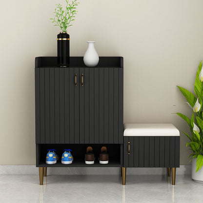 Wooden Shoe Cabinet with Cushion Seat and Open Shelf – EL-10066