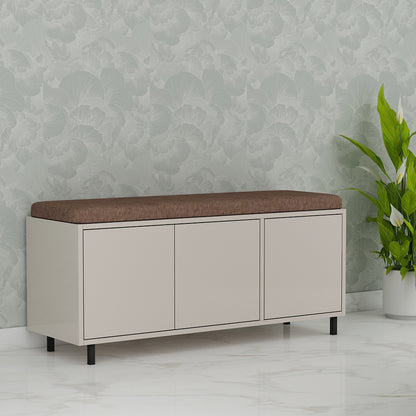 Irish Cream Modern Shoe Rack – Compact Wooden Shoe Cabinet with Push-to-Open Shutter | Ply-Laminate & MS Stylish Shoe Organizer for Home - IM10096