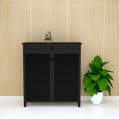 Black Shoe Rack, Shoe Rack with Shutter & Drawer, Wooden shoe rack cabinet, Shoe Rack - IM10098
