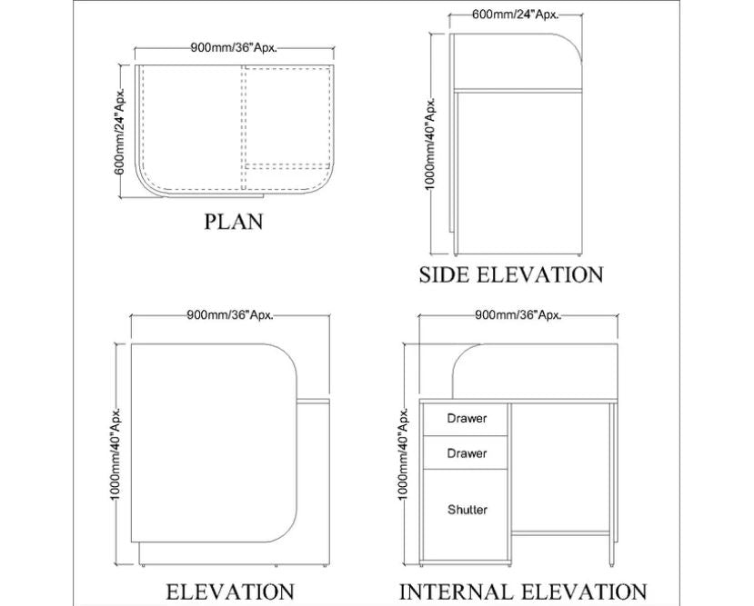 Signature Curved Reception Desk with marble laminate Inspired Front  IM18001