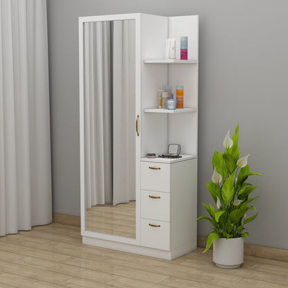 Dressing Table, Dressing Table with White Color, Dressing Table with Shutter & Drawer, Dressing Table with Open Shelf, Dressing Table - IM12184