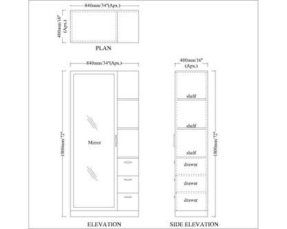 Dressing Table, Dressing Table with White Color, Dressing Table with Shutter & Drawer, Dressing Table with Open Shelf, Dressing Table - IM12184