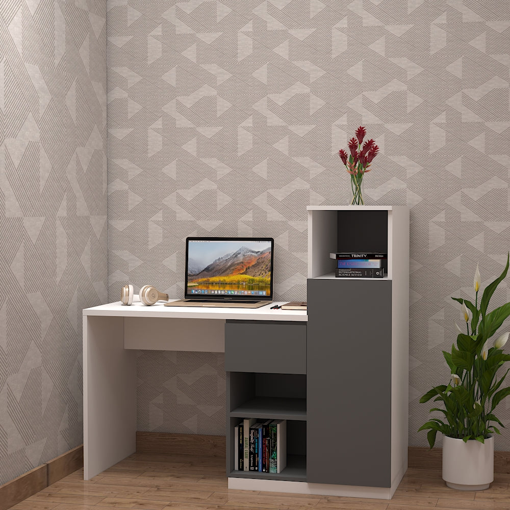 Study Table, Study Table in White & Grey Color, Study Table with Shutt ...