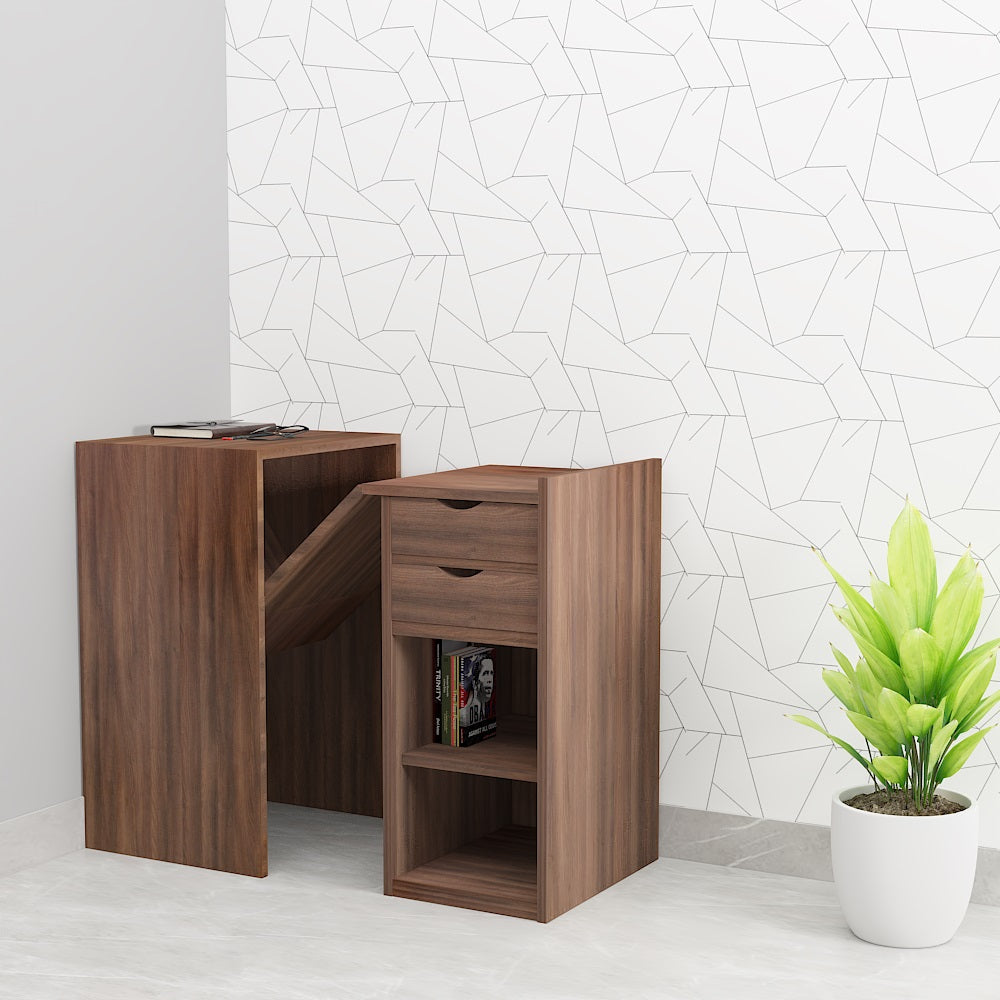 Study Table, Foldable study table, Study Table in Dark wood Color, Study Table with  Drawer & Open space, Study Table - IM12232