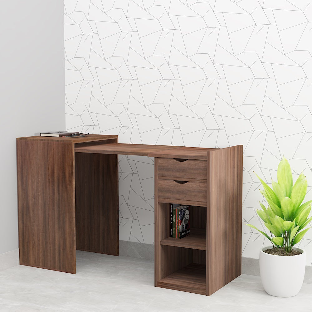 Study Table, Foldable study table, Study Table in Dark wood Color, Study Table with  Drawer & Open space, Study Table - IM12232