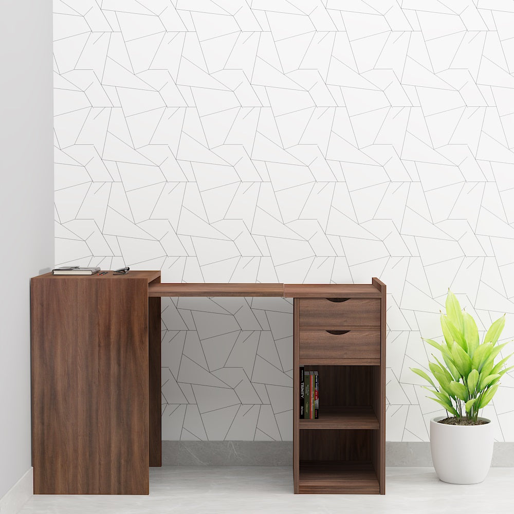 Study Table, Foldable study table, Study Table in Dark wood Color, Study Table with  Drawer & Open space, Study Table - IM12232