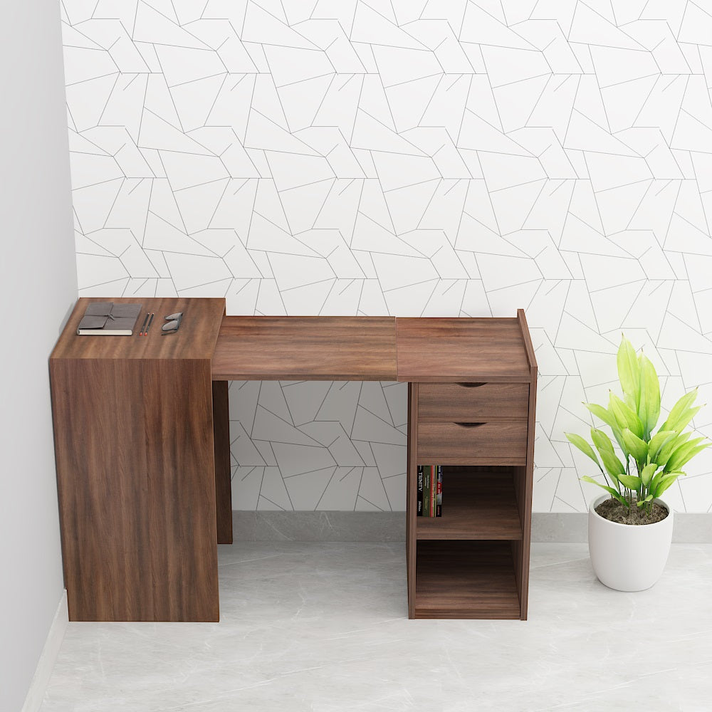 Study Table, Foldable study table, Study Table in Dark wood Color, Study Table with  Drawer & Open space, Study Table - IM12232