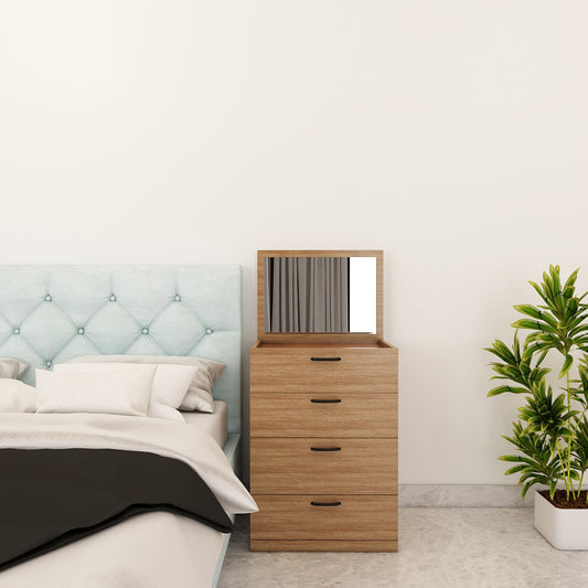 Modern Wooden Dressing Table with Drawer & Stool – Compact Engineered Wood Vanity for Homes | Stylish Ply-Laminate Finish- IM12236