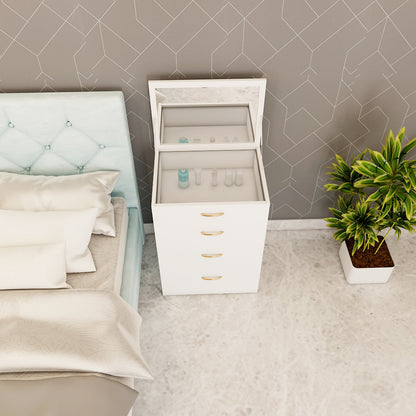 Modern Wooden Dressing Table with Drawer & Stool – Compact Engineered Wood Vanity for Homes | Stylish Ply-Laminate Finish- IM12236