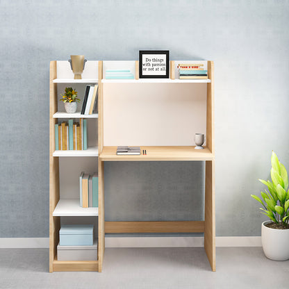 Stylish Modern Study Table for Kids & Adults – Compact Desk with Open Shelf in White-Wood & Wood - IM12237