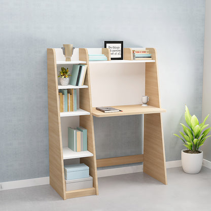 Stylish Modern Study Table for Kids & Adults – Compact Desk with Open Shelf in White-Wood & Wood - IM12237