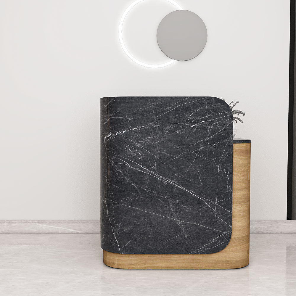 Signature Curved Reception Desk with marble laminate Inspired Front  IM18001
