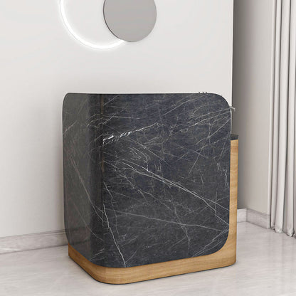 Signature Curved Reception Desk with marble laminate Inspired Front  IM18001