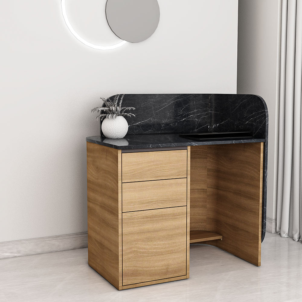 Signature Curved Reception Desk with marble laminate Inspired Front  IM18001