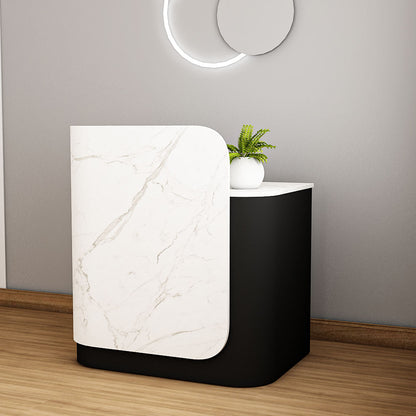 Signature Curved Reception Desk with marble laminate Inspired Front  IM18001