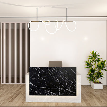 Reception Desk with marble finish laminate in top, Moveable Pedestal, 1 drawer & 1 Shutter - IM18003