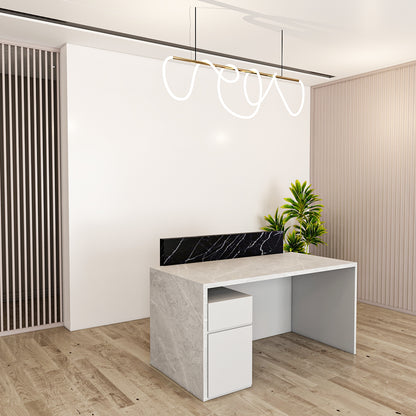 Reception Desk with marble finish laminate in top, Moveable Pedestal, 1 drawer & 1 Shutter - IM18003