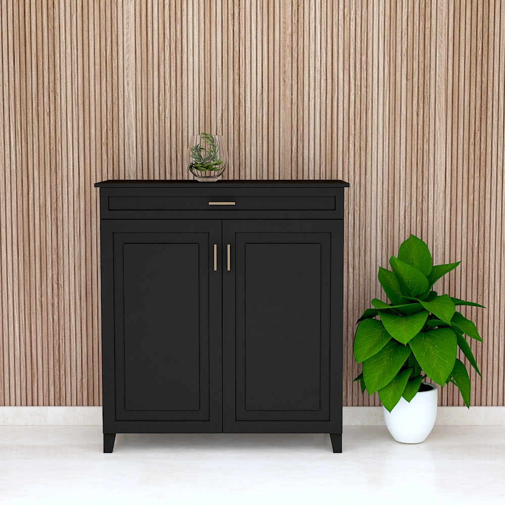 Black Shoe Rack, Shoe Rack with Shutter & Drawer, Wooden shoe rack cabinet, Shoe Rack - VT10108