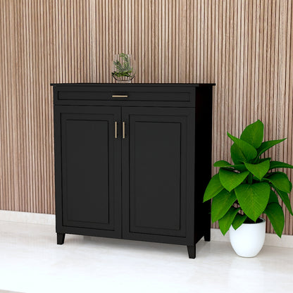 Black Shoe Rack, Shoe Rack with Shutter & Drawer, Wooden shoe rack cabinet, Shoe Rack - VT10108