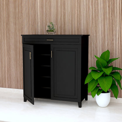 Black Shoe Rack, Shoe Rack with Shutter & Drawer, Wooden shoe rack cabinet, Shoe Rack - VT10108