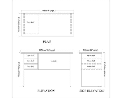 Study Table, Wood Study Table, Study Table with Open Shelf, Study Table - VT12199