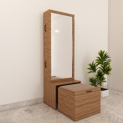 Dressing Table with Drawer, Seating Stool with Drawer, Black Handle with Matte Finish, Modern Design Dressing Table - VT12234