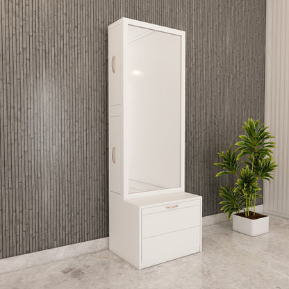 Dressing Table with Drawer, Seating Stool with Drawer, Black Handle with Matte Finish, Modern Design Dressing Table - VT12234