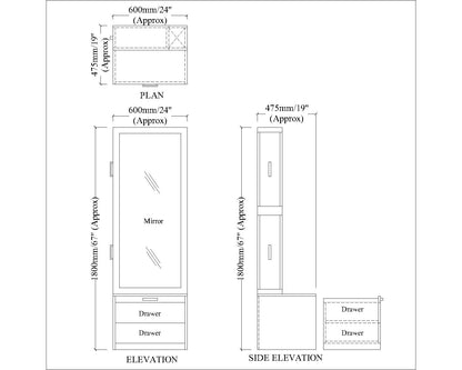 Dressing Table with Drawer, Seating Stool with Drawer, Black Handle with Matte Finish, Modern Design Dressing Table - VT12234