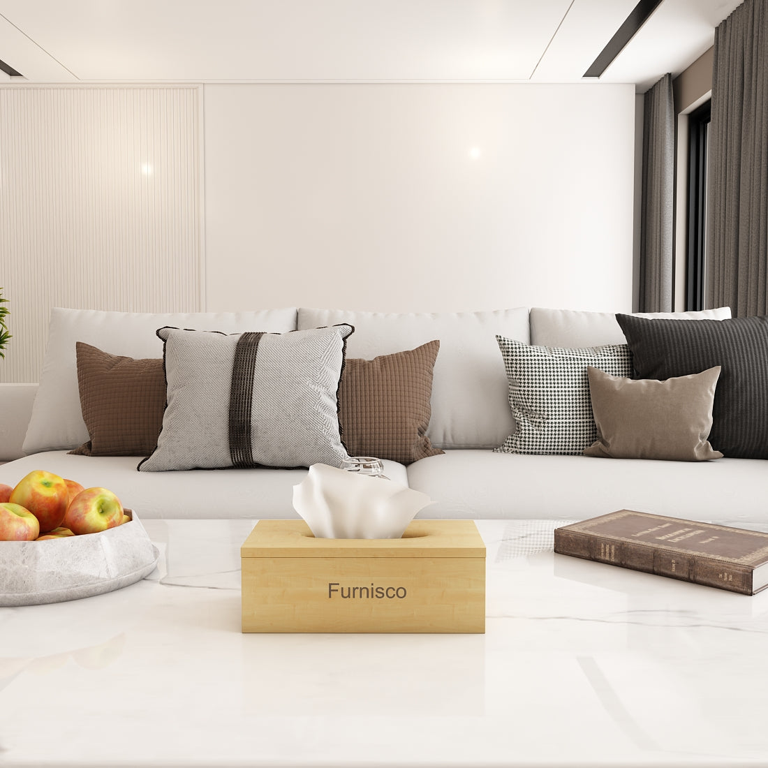 Furnisco Premium Wooden Tissue Box – Elegant and Minimalist Room Accessory for Modern Living Spaces - VT12237