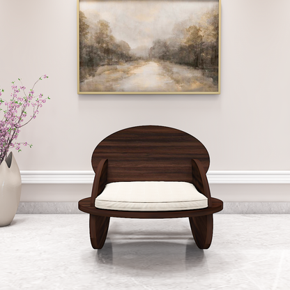 Wooden Chair, Bar Stool with Dark Brown Color, Chair with Off-white Cushion, Chair - VT6161