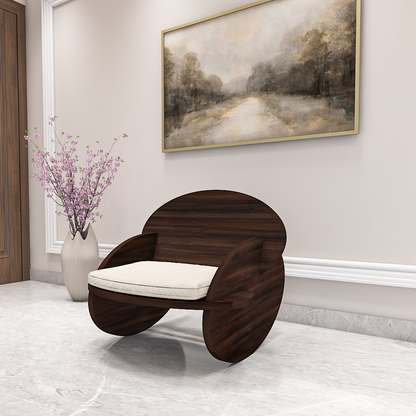 Wooden Chair, Bar Stool with Dark Brown Color, Chair with Off-white Cushion, Chair - VT6161