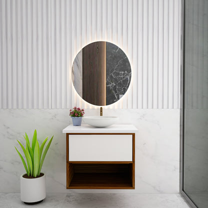 Modern Wall-Mounted Vanity with Drawer, Shelf & Seamless Countertop Z2073