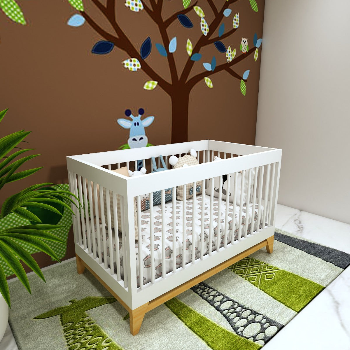 Kids cots, Baby cribes, White crib, white cot, cribe ,  Wooden cot, pine wood  legs finish, Cot-VT-5001