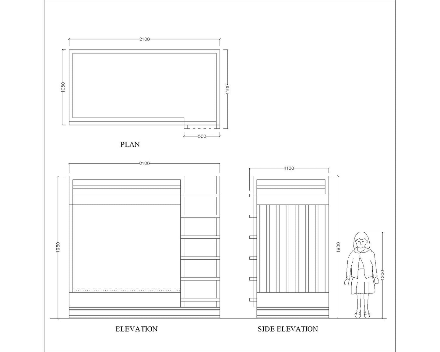 Kids bed,  bunk bed  ,double height bunk bed with stair , white color bed, kids bunk bed with pine wood  & white finish , Bunk Bed-IM- 3005