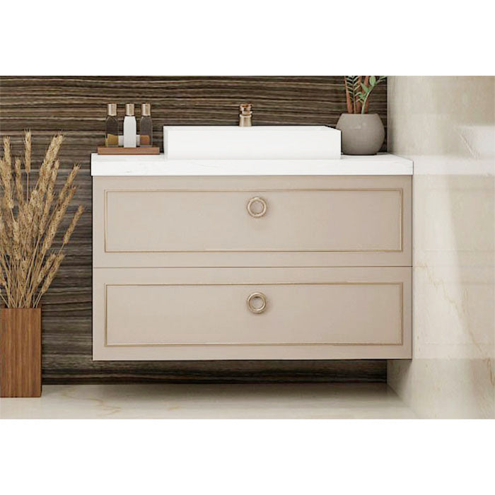 "Vanity, Beige & White Vanity, Wooden Vanity, Vanity with Drawer, Vanity for Bathroom,   Wall Mounted Vanity, Vanity - EL212 "