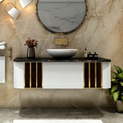 "Vanity, Black, Gold & White Vanity, Wooden Vanity, Vanity with Shutter, Vanity for Bathroom,   Wall Mounted Vanity, Vanity  - IM107 "