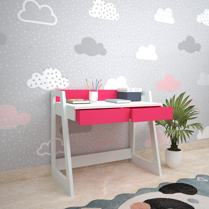 Kids Study Table, White & Pink Color Study Table, Study Table with Drawer, Study Table - EL - 12009