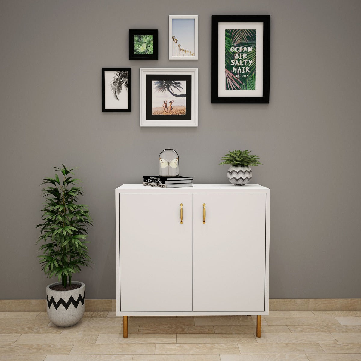 Storage Unit , White  Storage Unit, Storage Unit with Shutter, Storage Unit with  Leg in Gold Finish, Storage Unit - EL - 11000