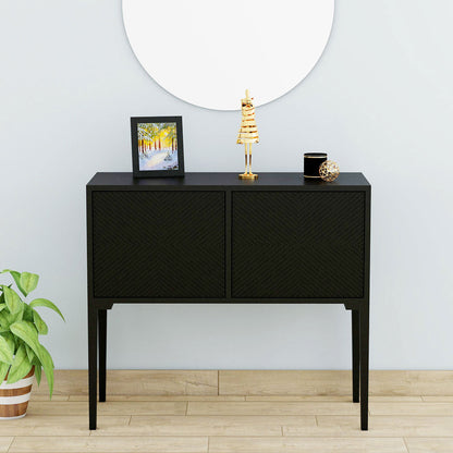 Console Table, Black Color Console Table, Console Table with Shutter , Console Table with Black MS Leg ,Console Table - EL- 12050