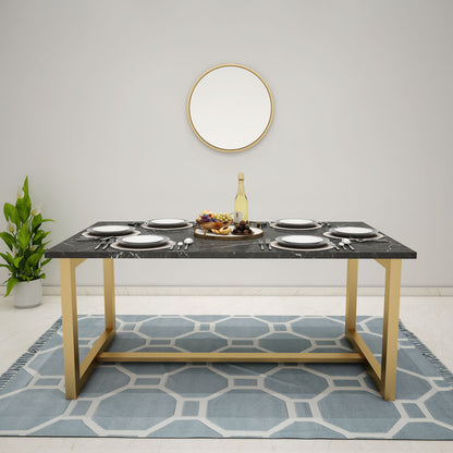 Buy Rectangular Dining Table with Black and Gold Finish Legs Online- EL3051