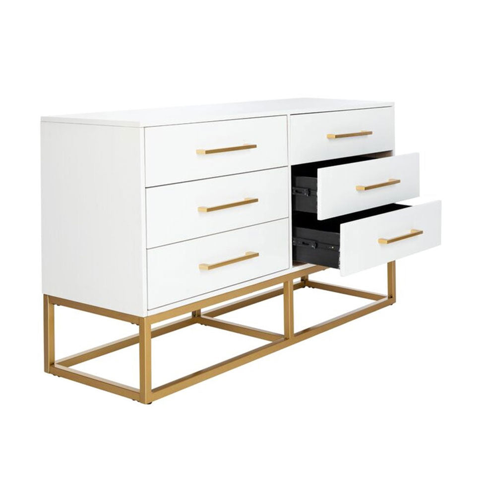 Cabinet, White & Gold Cabinet,  Cabinet with Metal Legs,  Cabinet - EL10057