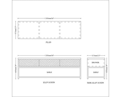 Entertainment Unit, Drawing Room Furniture, TV Cabinet, TV Unit with Beige & Black Color, Tv Unit with MS Leg in Gold Finish, Entertainment Unit - EL10064