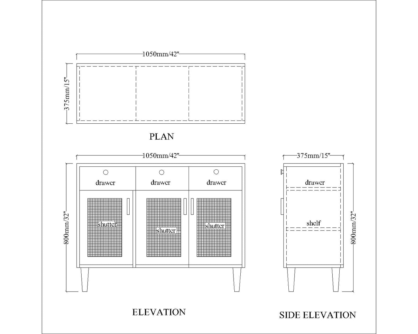 Cabinet, Cabinet with Dark Brown Color, Cabinet with Shutter, Cabinet - EL10068