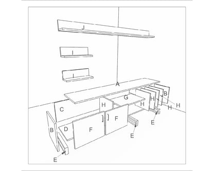 Entertainment Unit, White & Grey Color TV Unit, Entertainment Unit For Living & Bedroom Area, Entertainment Unit With Open Shelf, Entertainment Unit With Shutter, Entertainment Unit With MS Leg In Gold Finish, Entertainment Unit - EL10070