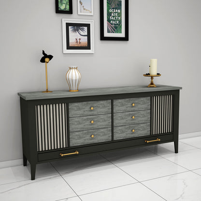 Cabinet, Drawing Room Cabinet, Cabinet with Black, Grey & Off white Color, Cabinet with Shutter, Cabient with Drawer, Cabinet - EL10071